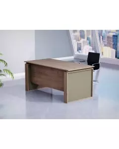 Oak and grey rectangular conference table in modern office