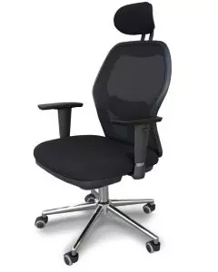 Ruvi 0266H02 high back black mesh office chair with headrest adjustable armrests and chrome five-star base on castors