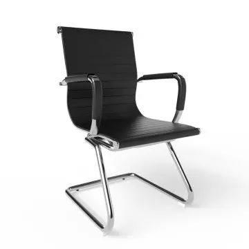 Black cantilever visitor chair with chrome frame and padded arms