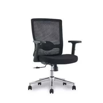 Mahmayi black medium back ergonomic mesh office chair with adjustable armrests and chrome five-star caster base