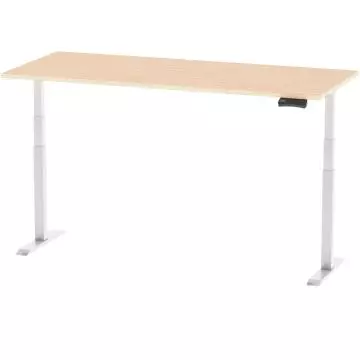 Oak desktop white dual motor standing desk with keypad