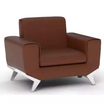 Choco brown PU leatherette single seater with metal legs