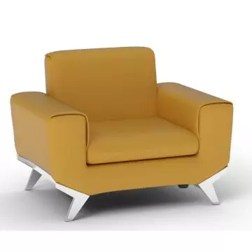 Sandal yellow single seater sofa with angular metal legs