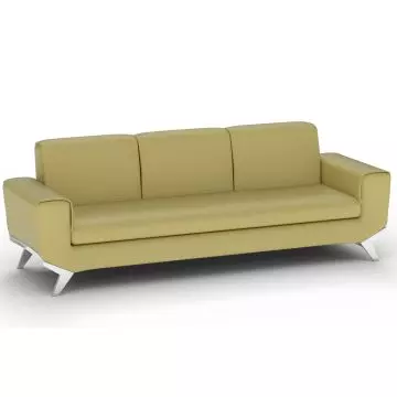 light sandal three seater PU leatherette sofa with metal legs