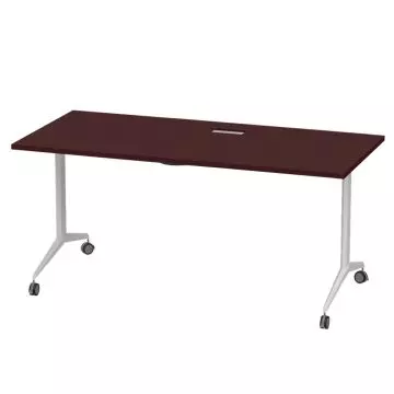 Apple Cherry folding office table with white frame and casters
