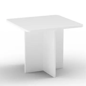 Mahmayi white wooden child desk with cross-base legs and rounded corners on white background