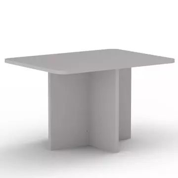 Mahmayi grey wooden child desk with cross-beam base and rounded corners on white background