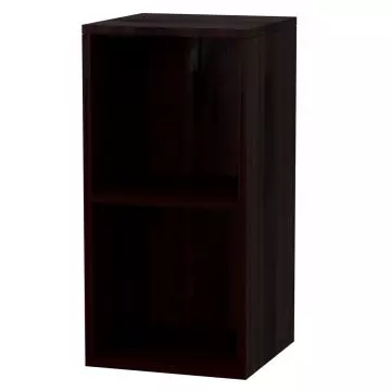 dark walnut two tier wooden shelf unit