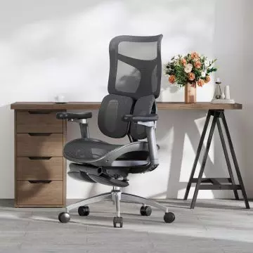 high back mesh ergonomic chair with footrest in home office