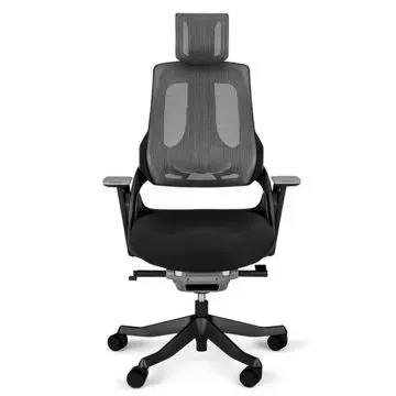 Mahmayi MF-609 high back mesh office chair with adjustable headrest and armrests front view black