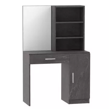 anthracite dressing table with left mirror shelves drawer and cabinet