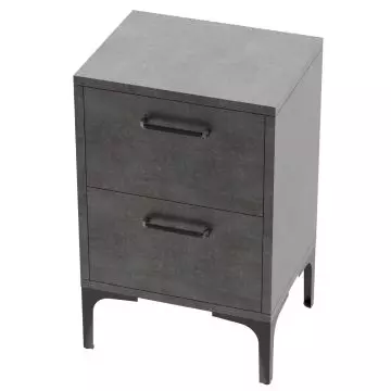 Anthracite two drawer nightstand with black legs