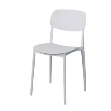 Mahmayi UL UT-C100 white stackable polypropylene chair front three-quarter view on white background