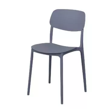 Mahmayi UL UT-C100 grey polypropylene stackable chair isolated on white background angled view