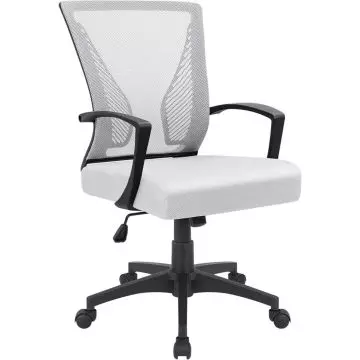 White mesh mid back office chair with black frame