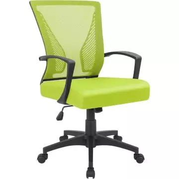 Green mesh mid back office chair with armrests
