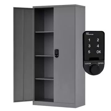 Godrej Full-Height Steel Swing Door Cupboard with Digital Lock Adjustable Shelves, Durable Build, and Grey Finish