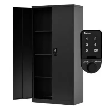 Godrej Full-Height Steel Swing Door Cupboard with Digital Lock Adjustable Shelves, Durable Build, and Black Finish