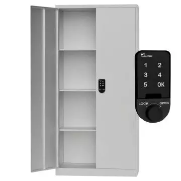 Godrej Full-Height Steel Swing Door Cupboard with Digital Lock Adjustable Shelves, Durable Build, and White Finish