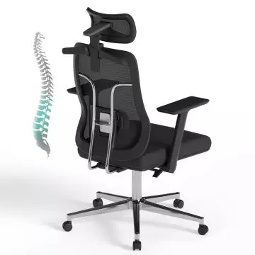 Mahmayi High Back Ergonomic Office Chair with Adjustable Headrest, Lumbar Support, 3D Adjustable Armrests, Breathable Mesh Design, Padded Seat and Height Adjustment, Black