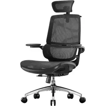 Sihoo Ergonomic High Back Office Chair with Footrest, Reclining Computer Chair with Thickened Spring Cushion, Adjustable Padded Armrests, Lumbar Support, Smooth Rocking Motion Ideal for Home and Office, Black