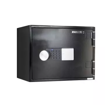 Black horizontal digital safe with keypad and round knob