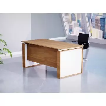 Walnut and white office table in modern room