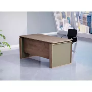 Oak and grey rectangular conference table in modern office