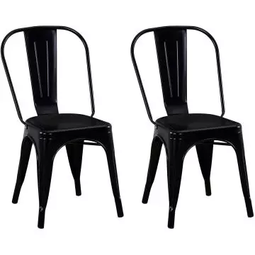 Mahmayi HYX503-1 black metal stackable dining chairs set of 2 shown from front angle