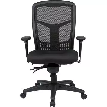 Mahmayi 92892 black high back mesh managers chair front view with adjustable arms and five-star caster base