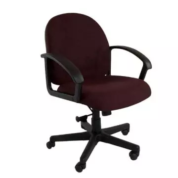 Helena 591-1 low back office chair in UK peat fabric with black armrests and five-star castor base angled view