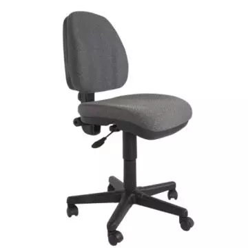 Debra 1380 grey fabric task chair angled front view with black nylon base and dual-wheel castors