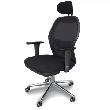 Ruvi 0266H02 high back black mesh office chair with headrest adjustable armrests and chrome five-star base on castors