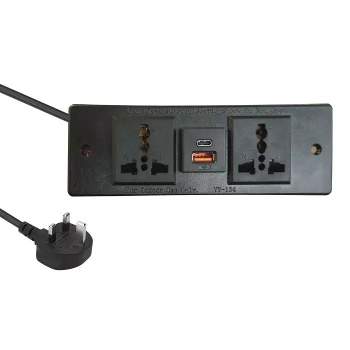 Mahmayi BS01 Black Desktop Socket with USB-A & USB-C Port 17cm