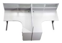 Dela GT20 120 Height Glass 120x120 T Partition Workstation-Leg Concept White
