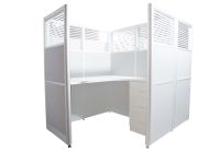 Enva GT60 160 Height Glass 120x120 T Partition Workstation-Panel Concept White