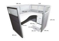 Enva GT60 120 Height Glass 140x120 L Shape Partition Workstation-Panel Concept White
