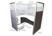 Enva GT60 160 Height Glass 140x120 L Shape Partition Workstation-Panel Concept White