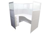 Dela GT20 160 Height Glass 160x120 Cross Partition Workstation-Panel Concept White