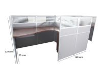 Dela GT20 120 Height Glass 160x120 T Partition Workstation-Panel Concept Apple Cherry