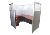 Enva GT60 160 Height Glass 160x120 6 Person Partition Workstation-Panel Concept Apple Cherry