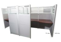 Enva GT60 160 Height Glass 160x120 6 Person Partition Workstation-Panel Concept Apple Cherry