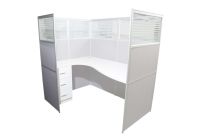 Dela GT20 160 Height Glass 160x120 L Shape Partition Workstation-Panel Concept White