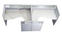 Dela GT20 120 Height Glass 160x120 T Partition Workstation-Panel Concept White