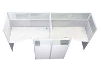 Dela GT20 160 Height Glass 160x120 T Partition Workstation-Panel Concept White