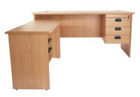 Bess 160 Plain L Office Desk with Fixed Drawers