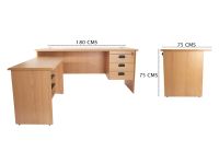 Bess 180 Plain L Office Desk with Fixed Drawers