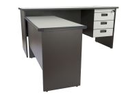 Grigio 160 Plain L Office Desk with Fixed Drawers