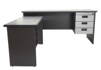 Grigio 160 Plain L Office Desk with Fixed Drawers