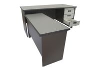 Grigio 180 Plain L Office Desk with Fixed Drawers
